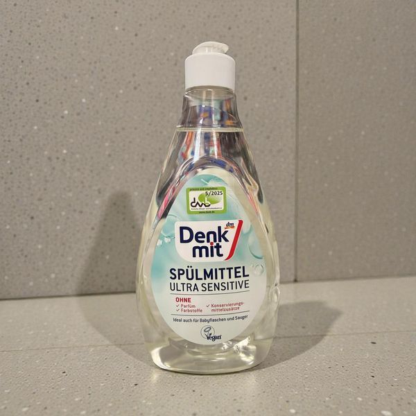 Denkmit Ultra Sensitive, гіпоалергенний засіб для миття посуду об'ємом 500 мл. 016219 фото